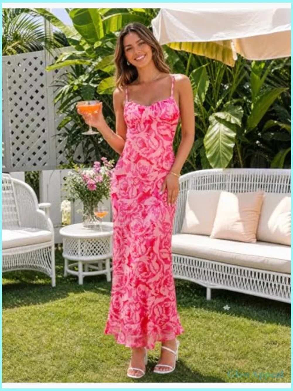 Sleeveless Floral Bodycon Maxi Dress Spaghetti Strap Wedding Guest 2026 - Picture 2 of 7